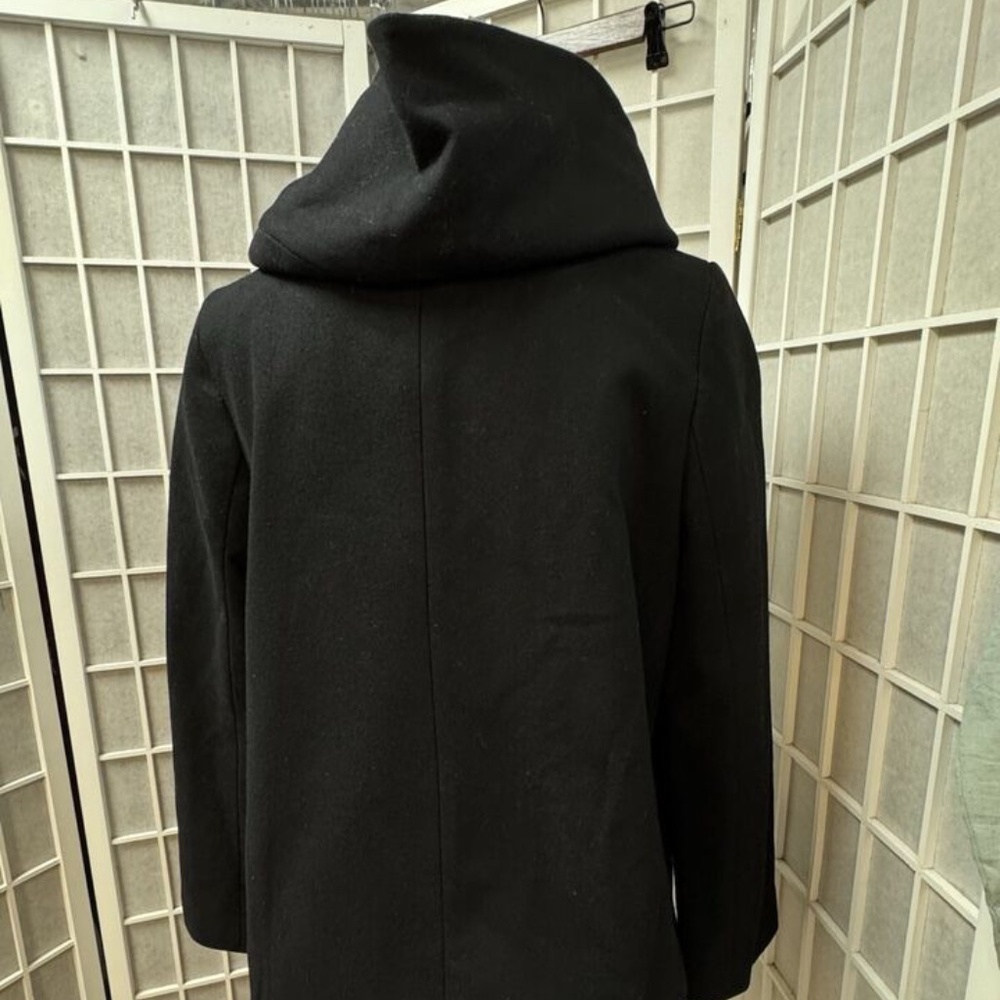 Zara Basic,Woman,Coat,Jacket,Black,Sz Xs,Buttons,Hood,Long Sleeve,Cross neck.! - Picture 5 of 12